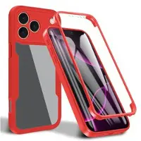 Mtp Products iPhone 17 Pro 360 Beskyttelse Cover - Rød / Klar