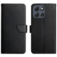 Mtp Products Motorola Moto G86 Læderpung med Stativ - Sort