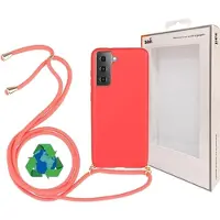 Saii Eco Line Samsung Galaxy S21 5G Cover med Strap - Rød