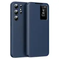 Mtp Products Samsung Galaxy S22 Ultra 5G Smart Clear View Flip etui med kortplads - Safir