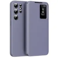 Mtp Products Samsung Galaxy S25 Ultra Smart Clear View Flip etui med kortplads - grå-lilla