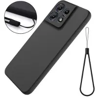 Mtp Products Motorola Edge 50 Pro Liquid Silikone Cover med Strop - Sort