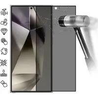 Mtp Products Samsung Galaxy S25 Ultra Privatliv Skærmbeskyttelse Hærdet Glas - understøtter oplåsning af fingeraftryk - sort kant