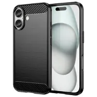 Mtp Products iPhone 16 Børstet TPU Cover - Karbonfiber - Sort