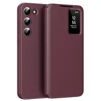 Mtp Products Samsung Galaxy S22 5G Smart Clear View Flip etui med kortplads - Vinrød
