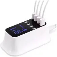 Mtp Products 8-Port USB Docking Station med LED-skærm - Hvid