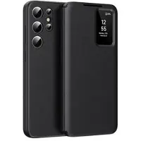 Mtp Products Samsung Galaxy S24 Ultra Smart Clear View Flip etui med kortplads - Sort