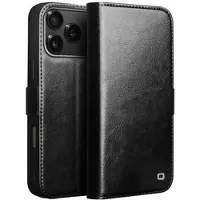 Qialino iPhone 17 Pro Max Classic Læderpung - Sort