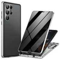 Mtp Products Samsung Galaxy S24 Ultra Magnetisk Cover med Hærdet Glas - Privatliv - Sølv