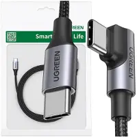 UGREEN USB-C til USB-C kabel, vinklet US334 5A, PD 100W, 1m (sort)