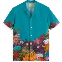 Scotch & Soda Placement Print Tencel Kortærmet Skjorte