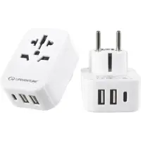 Lifeventure Europæisk Travel Adaptor med USB + USB C
