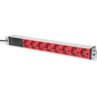 Digitus Professional DN-95410-R - Stikdåse (rackversion) - AC 220-240 V - 4000 Watt - input: IEC 60320 C14 - output-stikforbindelser: 8 (power CEE 7/7) - 1U - 19 - 2 m ledning - rød