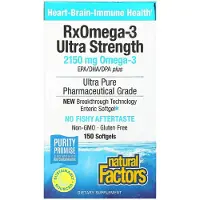 Natural Factors , RxOmega-3 Ultra Styrke, 150 Bløde Gelatiner (1,075 mg per Blødgelatin)