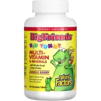 Natural Factors , Store Venner, Ædteligt Multi-Vitamin & Mineraler, Jungle Bær, 60 Ædtelige Tabletter