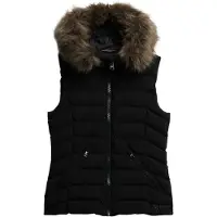 Superdry Superdrytil kvinder. W5011753A Fuji Faux Fur Vest sort (L), Casual, Polyester