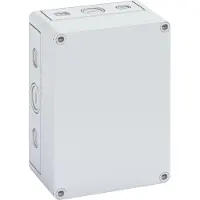 Spelsberg Montageboks TK PS, polystyren, HxBxD 180 x 130 x 84 mm, RAL7035, gråt låg, lav bund, IP66, tom, halogenfri, med knock-out blank.
