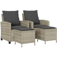 vidaXL Sofasæt Til Haven 4 Dele Med Hynder Polyrattan - Lysegrå / Mørkegrå