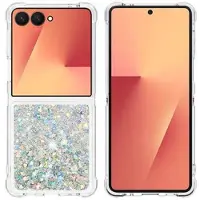 Mtp Products Samsung Galaxy Z Flip7 Glitter Quicksand TPU Cover - Sølvhjerter
