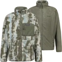Columbia - Mærker - Winter Pass Reversible Fleece Stone Green Tracks til UnisexUld - Størrelse XL - Kaki