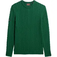 Superdry Superdrytil mænd. M6110660A Jersey Cotton Classic Cable grøn (L), Casual, Bomuld