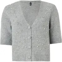 ONLY Cardigan 'ONLRene' grå-meleret / perlehvid