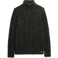 Superdry Superdrytil mænd. M6110639A Flettet strikket trøje med halv lynlås Jacob sort (L), Casual, Akryl