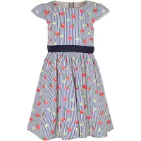 Happy girls Kjole navy / blue denim / hindbær / hvid