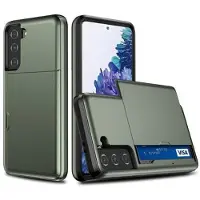 Mtp Products Samsung Galaxy S21 FE 5G Hybrid Cover med Glidende Kortslot - Army Grøn