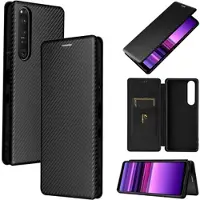 Mtp Products Sony Xperia 1 III Flip Cover - Karbonfiber - Sort