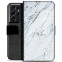 Mtp Products Samsung Galaxy S21 Ultra 5G Premium Flip Cover med Pung - Marmor