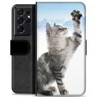 Mtp Products Samsung Galaxy S21 Ultra 5G Premium Flip Cover med Pung - Kat