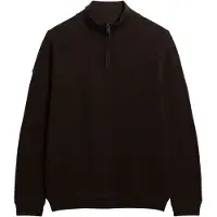Superdry Superdrytil mænd. M6110682A Jersey Texture Half Zip brun (XXL), Casual, Bomuld