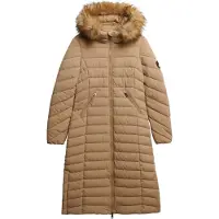 Superdry Superdrytil kvinder. W5012001A Fuji Faux Fur Hooded Longline Coat beige (XL), Casual, Polyester