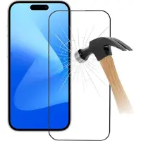 Mtp Products iPhone 15 9D Full Cover Skærmbeskyttelse Hærdet Glas - Sort Kant