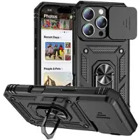 Mtp Products iPhone 16 Pro Max Roterende Ring Hybrid Cover med Kameraskjold - Sort