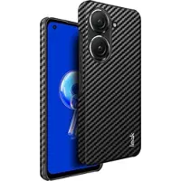IMAK Ruiyi Asus Zenfone 9 Belagt Cover - Karbonfiber - Sort