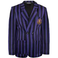 Cinereplicas Onsdag Nevermore Academy Sort Stribet Blazer Jakke Dragt