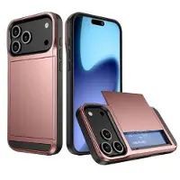 Mtp Products iPhone 17 Pro Max Hybrid Cover med Glidende Kortslot - Rødguld