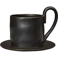 Ferm Living Flow krus med underkop 25 cl Black