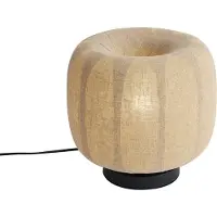 QAZQA Japandi bordlampe sort med beige linnedskærm 27 cm - Nami