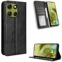 Mtp Products Motorola Moto G86 Power Retro Pung Taske med Magnetisk Lukning - Sort