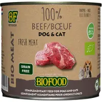 BF Petfood Organic 100% oksekød vådfoder til hund og kat (200 g)