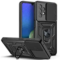 Mtp Products Samsung Galaxy A13 Roterende Ring Hybrid Cover med Kameraskjold - Sort