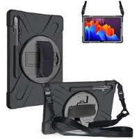 Mtp Products Samsung Galaxy Tab S7+/S8+ Heavy Duty 360 Cover med Håndrem - Sort