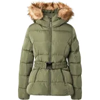 Superdry Superdrytil kvinder. W5011928A Fuji Puffer Jacket med bælte, grøn (M), Casual, Polyester