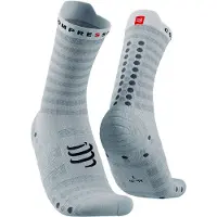 Compressport - Trail running tøj - Pro Racing Socks V4.0 Ultralight Run High White/Alloy til Unisex - Størrelse 42-44 - Hvid