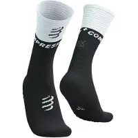 Compressport - Trail running tøj - Mid Compression Socks V2.0 Black/White til Unisex - Størrelse 39-41 - Sort