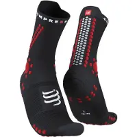 Compressport - Trail running tøj - Pro Racing Socks V4.0 Trail Black/Red til Unisex - Størrelse 42-44 - Sort
