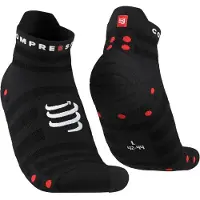Compressport - Trail running tøj - Pro Racing Socks v4.0 Ultralight Run Low Black/Red til Unisex - Størrelse 45-48 - Sort